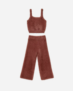 Fuzzy Knit Lounge Set - Ruby