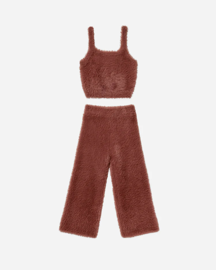 Fuzzy Knit Lounge Set - Ruby