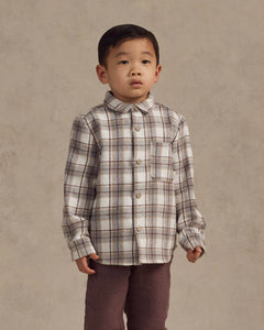 Collared Long Sleeve Shirt - Blue Flannel