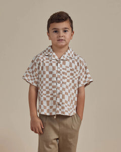 Lapel Collar Shirt - Sand Check