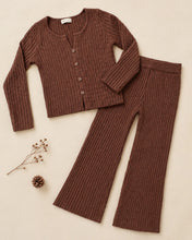 Load image into Gallery viewer, Flare Rib Knit Pant Mulberry
