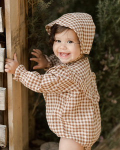 Winnie Romper - Brown Gingham