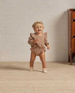 Winnie Romper - Brown Gingham