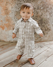 Load image into Gallery viewer, Collared Baby Jumpsuit - Pewter Plaid
