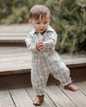 Load image into Gallery viewer, Collared Baby Jumpsuit - Pewter Plaid
