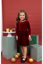 Load image into Gallery viewer, Velvet Twirl Dress - Ruby
