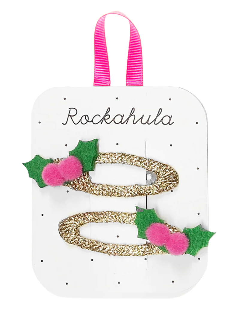 Holly Pom Pom Clips