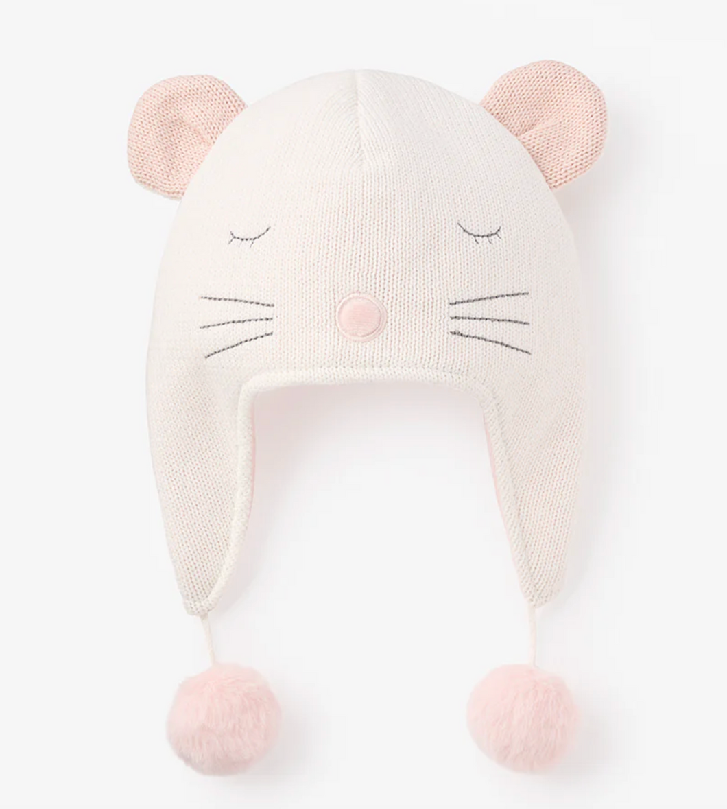 Whisper White Mouse Aviator Hat 3-9M