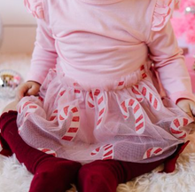 Load image into Gallery viewer, Candy Cane Christmas Long Sleeve Tutu Bodysuit
