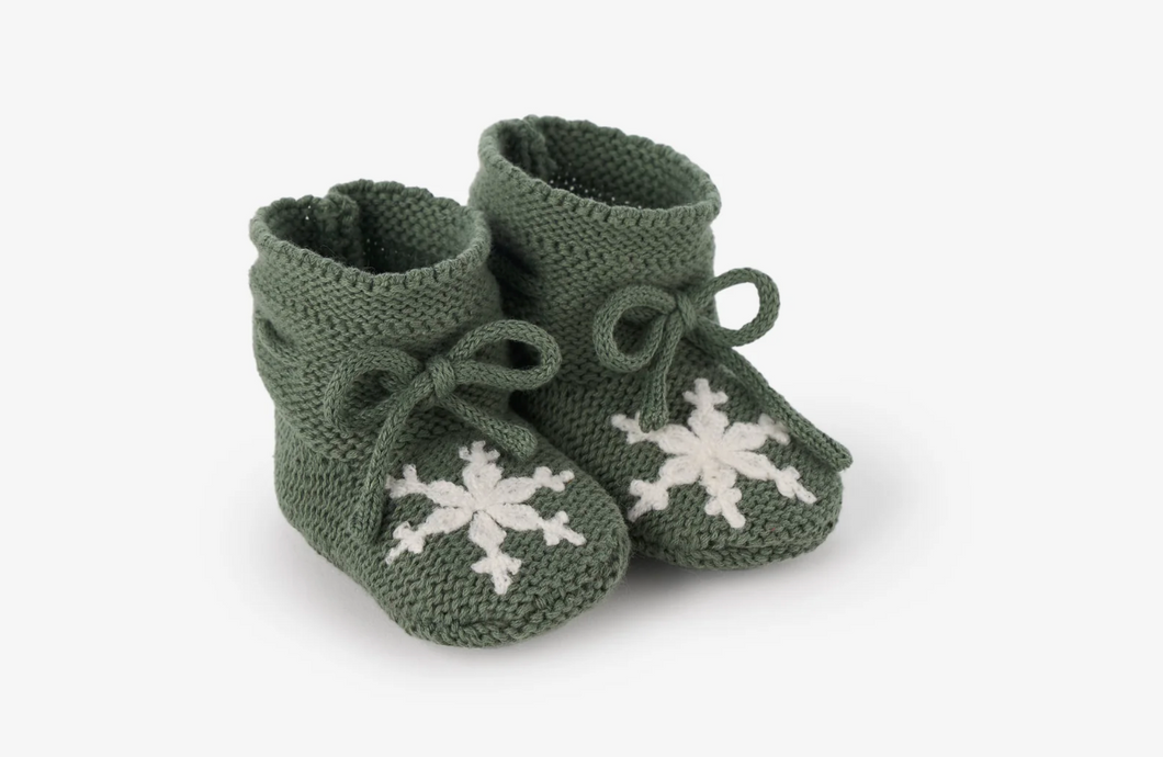 Green Snowflake Booties
