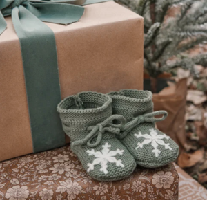 Green Snowflake Booties
