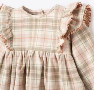 Plaid Ruffle Shoulder Dress