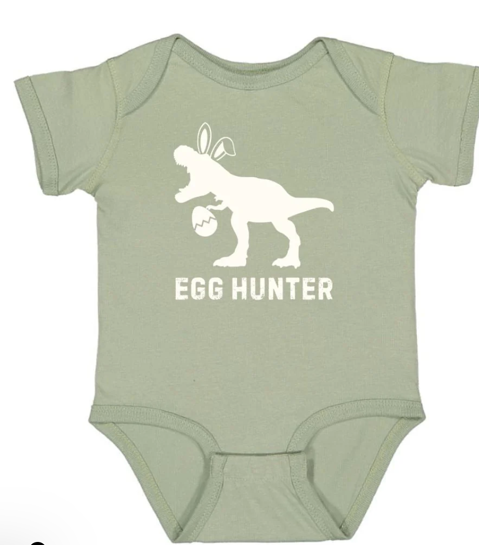 Egg Hunter Easter Short Sleeve Bodysuit - Sage