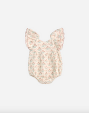 Load image into Gallery viewer, Floral-patterned baby romper on a white background
