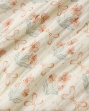 Load image into Gallery viewer, Floral patterned fabric with pink and green flowers on a white background
