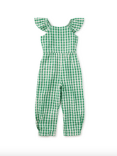 Load image into Gallery viewer, Green checkered jumpsuit on a white background
