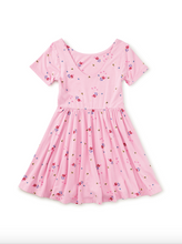 Load image into Gallery viewer, Pink dress with floral pattern on a white background
