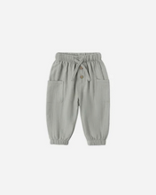 Load image into Gallery viewer, Light gray children's pants with a drawstring on a white background
