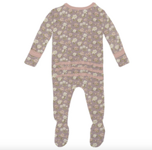 Load image into Gallery viewer, Print Muffin Ruffle Footie With Two Way Zipper - Sweet Pea Spring Floral
