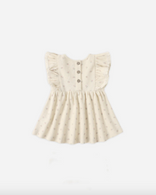 Load image into Gallery viewer, Beige dress with ruffled sleeves on a white background
