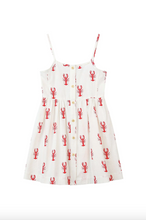 Load image into Gallery viewer, White dress with red lobster pattern on a white background
