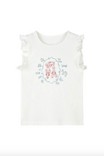 Load image into Gallery viewer, White tank top with a graphic design on a white background
