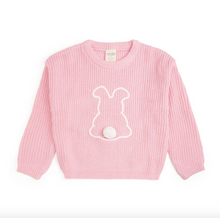 Load image into Gallery viewer, Pink sweater with a white bunny design on a white background
