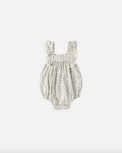 Load image into Gallery viewer, Floral-patterned baby romper on a white background
