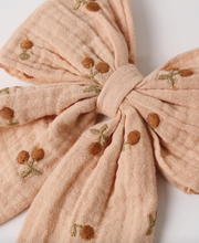 Load image into Gallery viewer, Oversized Bow - Cherry Embroidery
