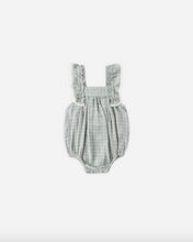 Load image into Gallery viewer, Baby romper with ruffled straps on a white background
