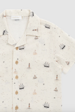 Load image into Gallery viewer, Shirt with ship pattern on a white background

