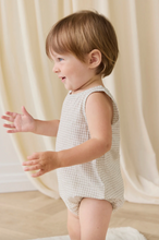 Load image into Gallery viewer, Organic Cotton Bentley Playsuit - Double Windowpane Check Pecan
