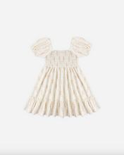 Load image into Gallery viewer, White dress with ruffled sleeves on a white background
