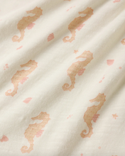 Load image into Gallery viewer, Fabric with seahorse pattern on a beige background
