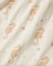 Load image into Gallery viewer, Fabric with seahorse pattern on a white background
