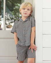 Load image into Gallery viewer, Lapel Collared Shirt - Black Check
