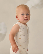Load image into Gallery viewer, Ribbed Henley Romper - Dinos
