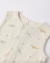Load image into Gallery viewer, Ribbed Henley Romper - Dinos
