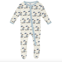 Load image into Gallery viewer, Print Footie with 2 Way Zipper - Natural Rainy Day Platypus
