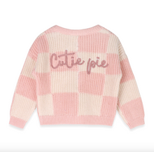 Load image into Gallery viewer, Cutie Pie Checkered Slouchy Knit Baby Pullover (Organic) - Rosewood Pink
