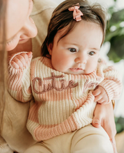 Load image into Gallery viewer, Cutie Pie Checkered Slouchy Knit Baby Pullover (Organic) - Rosewood Pink

