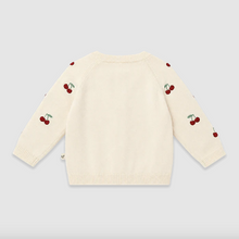 Load image into Gallery viewer, Cherry Embroidered Sweater Knit Baby Cardigan (Organic) - Natural
