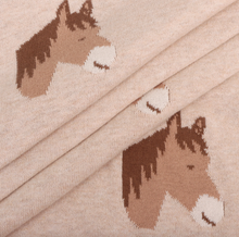 Load image into Gallery viewer, Horse Dreams - Organic Cotton Jacquard Knit Baby Blanket (Oatmeal Heather)
