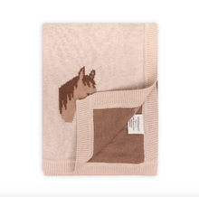 Load image into Gallery viewer, Horse Dreams - Organic Cotton Jacquard Knit Baby Blanket (Oatmeal Heather)
