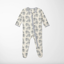 Load image into Gallery viewer, Print Footie With 2 Way Zipper - Natural Elephants
