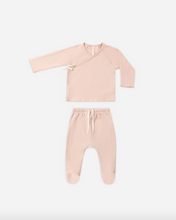 Load image into Gallery viewer, Wrap Top + Footed Pant Set - Dusty Rose
