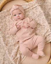 Load image into Gallery viewer, Wrap Top + Footed Pant Set - Dusty Rose
