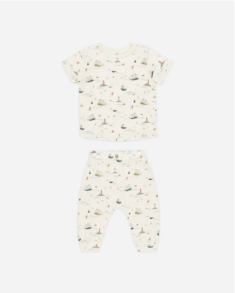 Tee + Slouch Pant Set Nautical