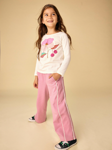 Lace Trim Track Pants - Hydrangea