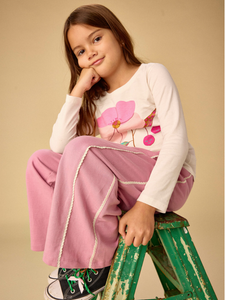 Lace Trim Track Pants - Hydrangea